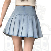 Women’s High-Waisted Pleated Denim Skirt